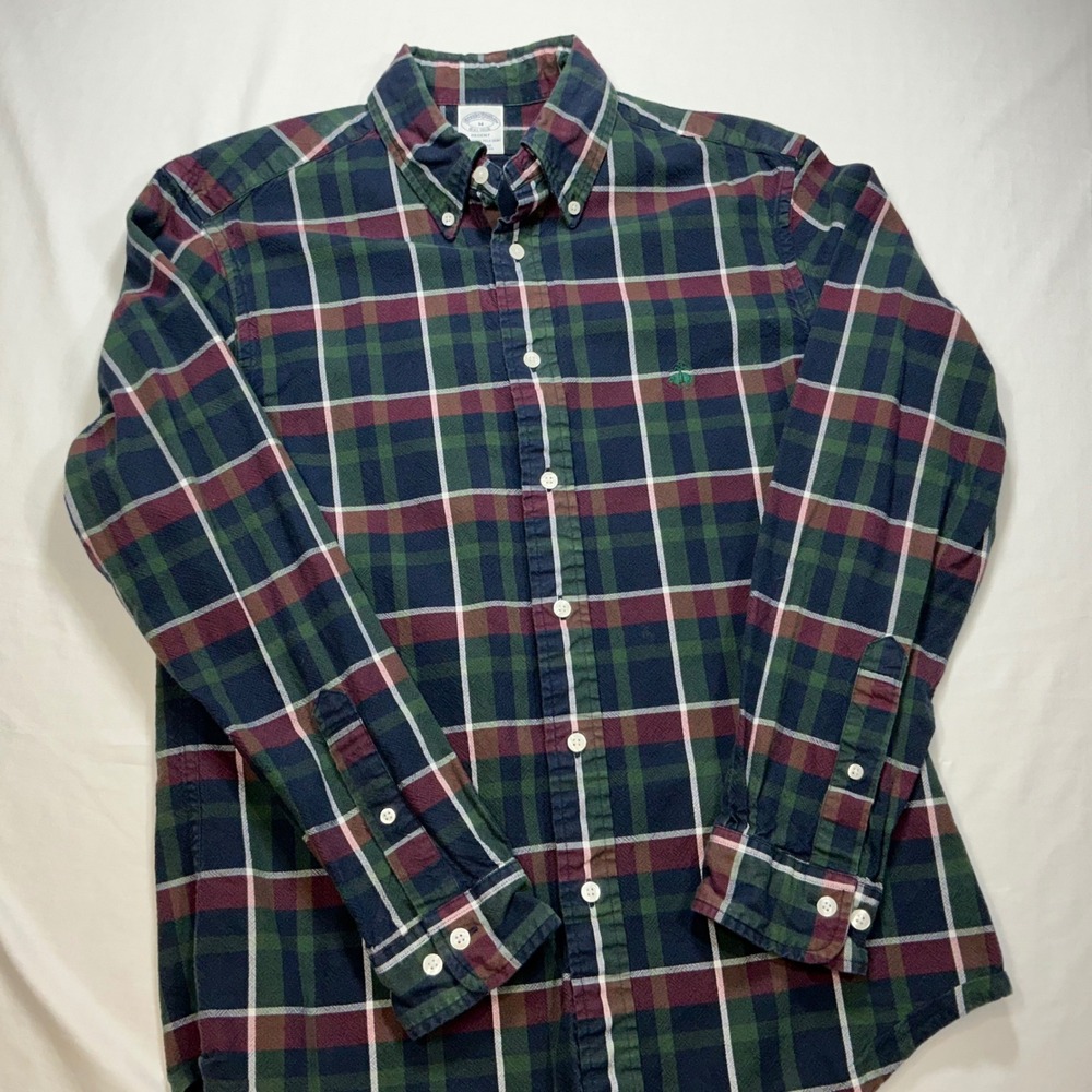 Brooks Brothers Mens Plaid Button Down Shirt Long Sleeve Regent Fit